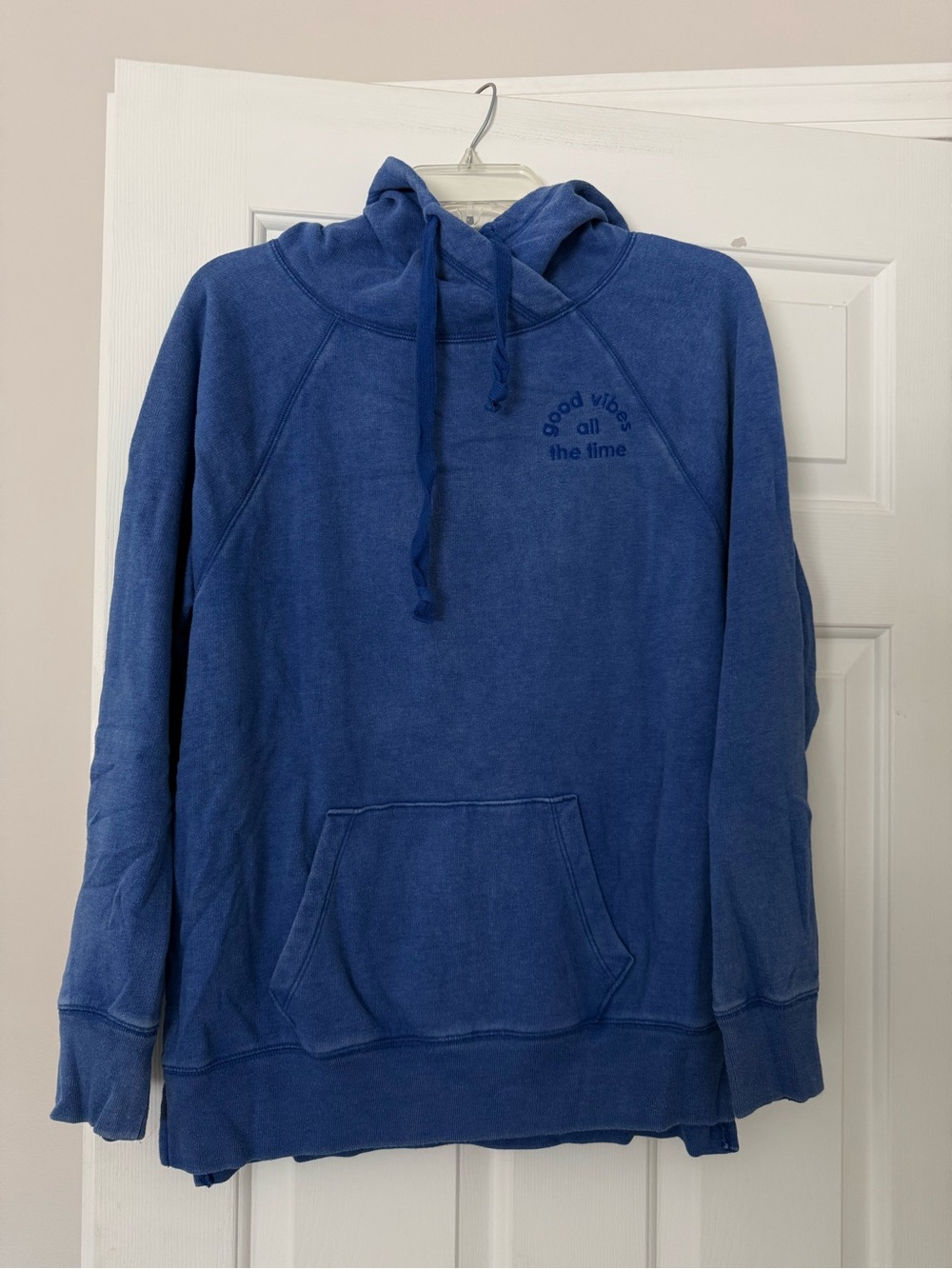 PINK Victorias Secret Good Vibes All The Time Blue Hoodie Sweatshirt